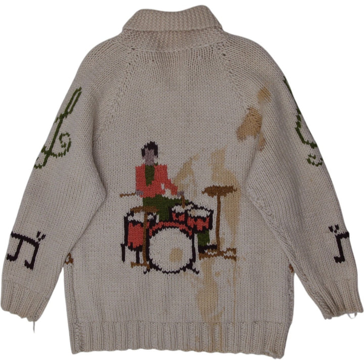Vintage Mens Patterned Knitwear Full Zip Sweater Size L | Migration_Knitwear & Sweaters - Side View | Fashion Rerun