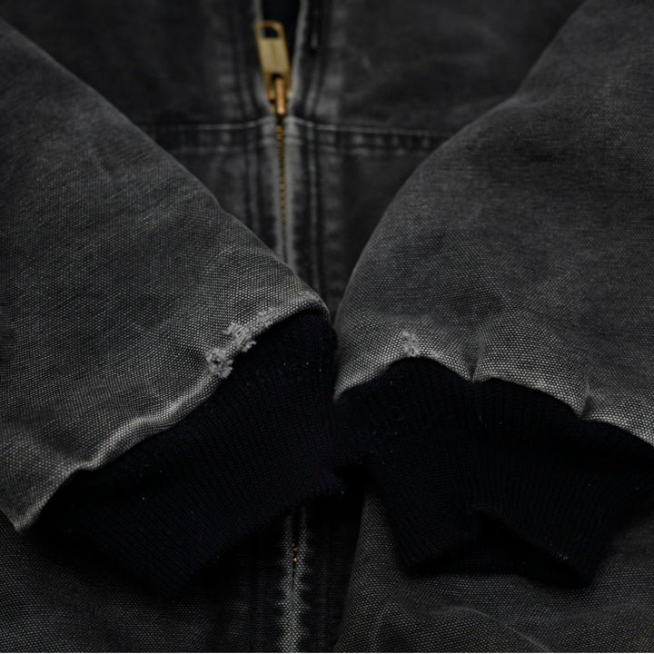 Mens Carhartt J130 BLK Full Zip Hooded Workwear Sleeve Jacket