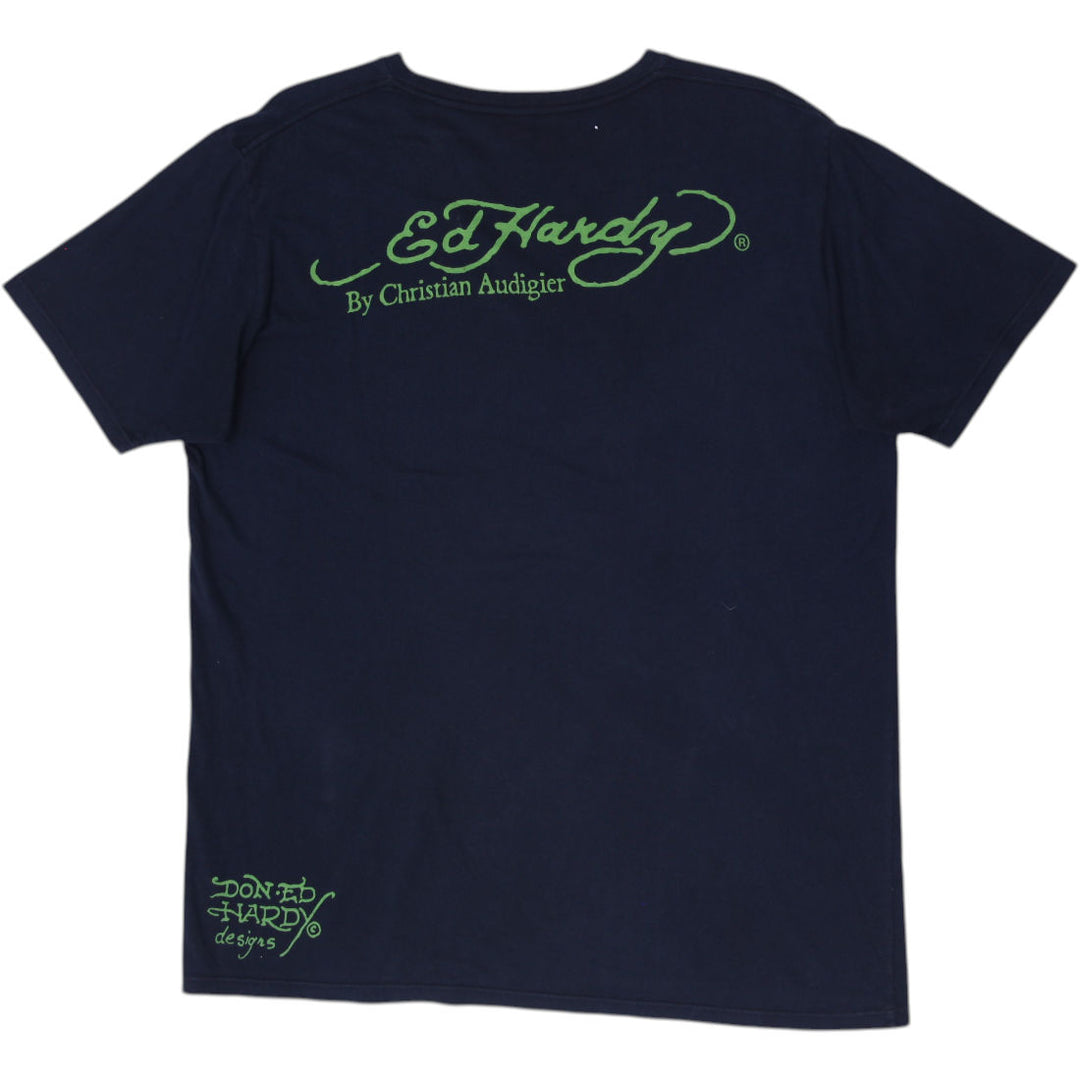 Y2K Mens Ed Hardy Mermaid Trident Rhinestone Archival Size XL