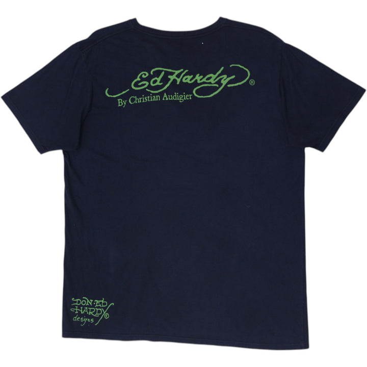 Y2K Mens Ed Hardy Mermaid Trident Rhinestone Archival Size XL