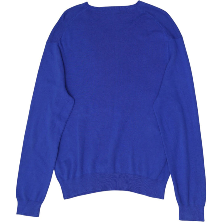 Mens Polo Ralph Lauren Royal Blue 100% Pima Cotton V-Neck Knit Sweater Size L