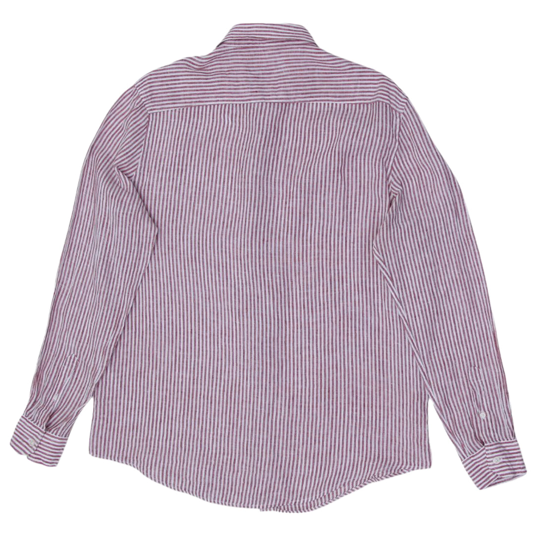 Mens Striped 100% Linen Long Sleeve Shirt