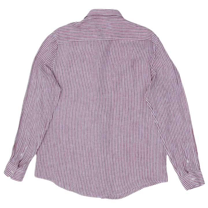 Mens Striped 100% Linen Long Sleeve Shirt