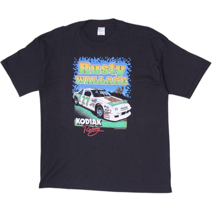 Vintage 1989 Rusty Wallace T-Shirt XL NASCAR Kodiak Racing Bear Single Stitch