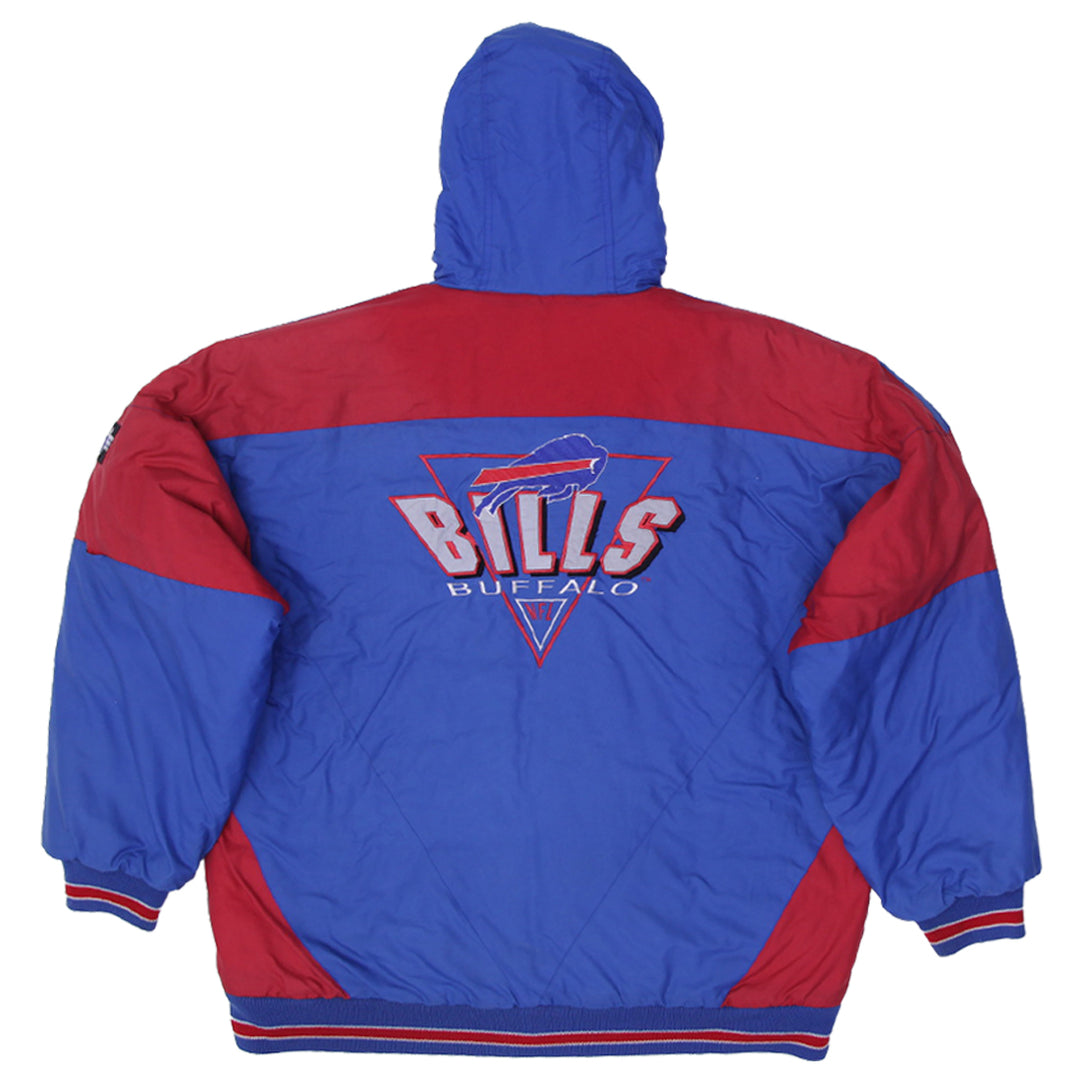 Vintage 90s Team NFL Logo 7 Buffalo Bills Full Zip Puffer Hooded Jacket