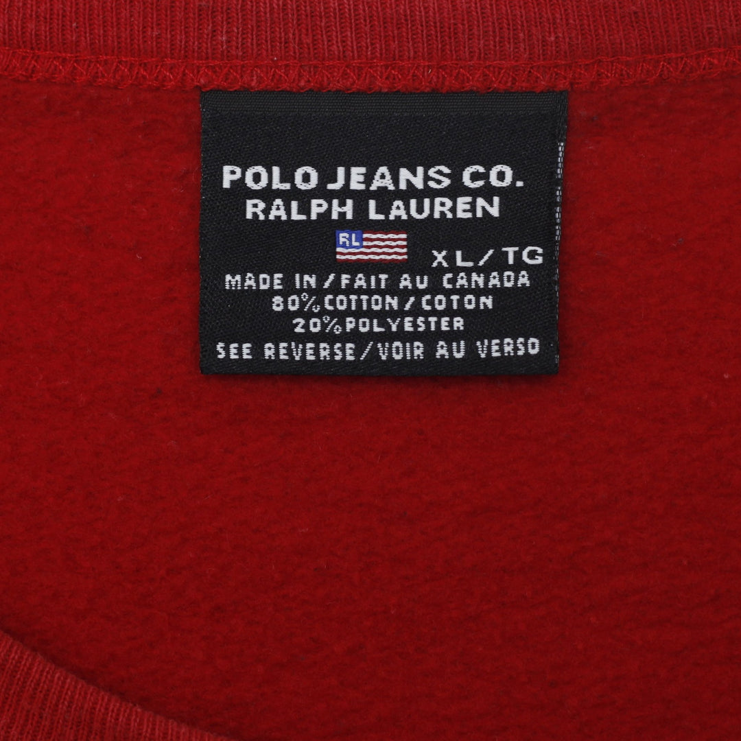 Vintage Polo Jeans Co Ralph Lauren Sweatshirt Red Embroidered Logo XL | Migration_Sweatshirt RL Collection - | Fashion Rerun