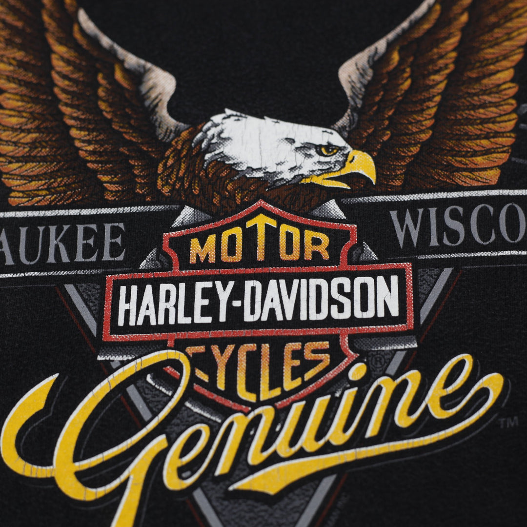 Vintage 1993 Harley Davidson Eagle Milwaukee Wisconsin T-Shirt Made in USA Sz XL