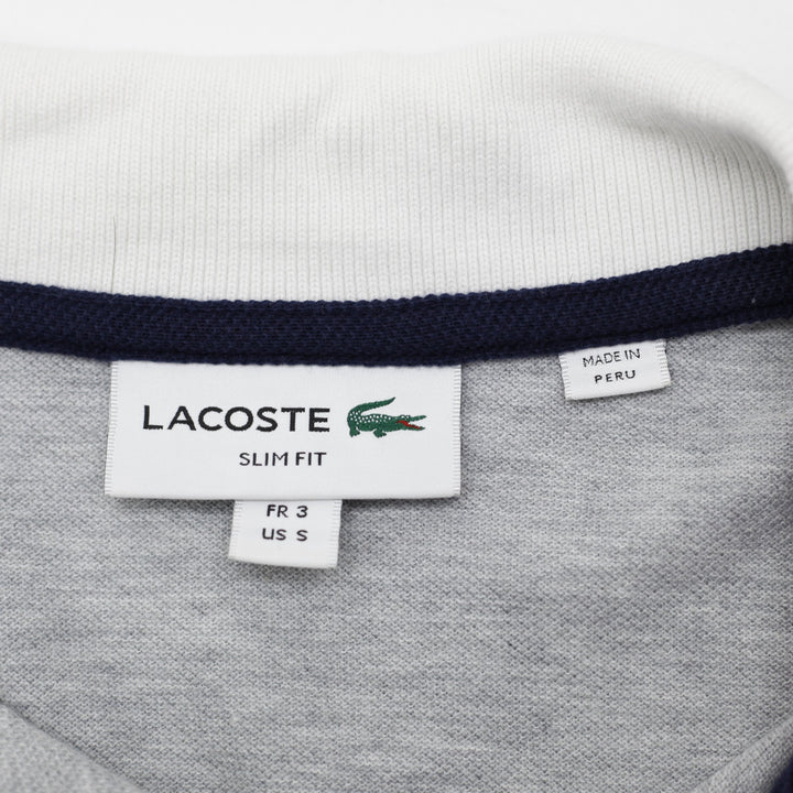 Mens Lacoste Heather Grey Colorblock Collar Slim Fit Polo T-Shirt Size S