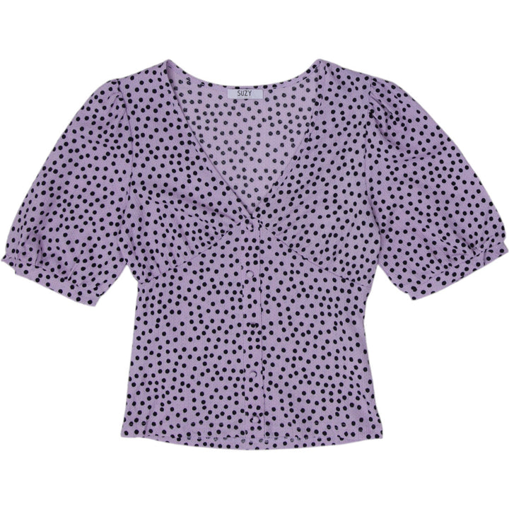 Y2K Ladies Suzy Shier Polka Dot Puff Sleeve Blouse