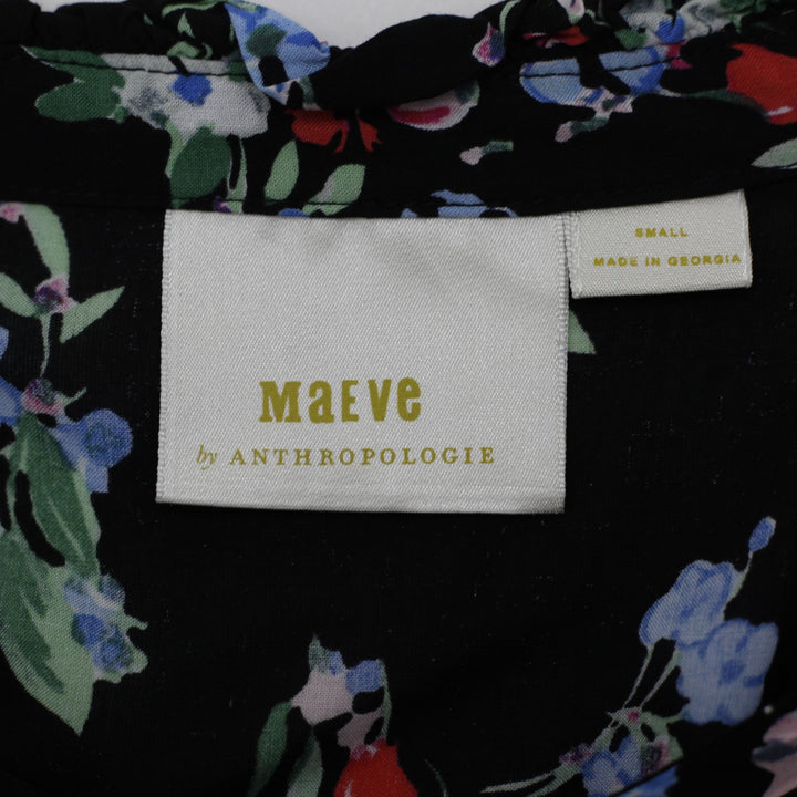 Ladies Maeve by Anthropologie Floral Flutter Sleeve Blouse Top Size S