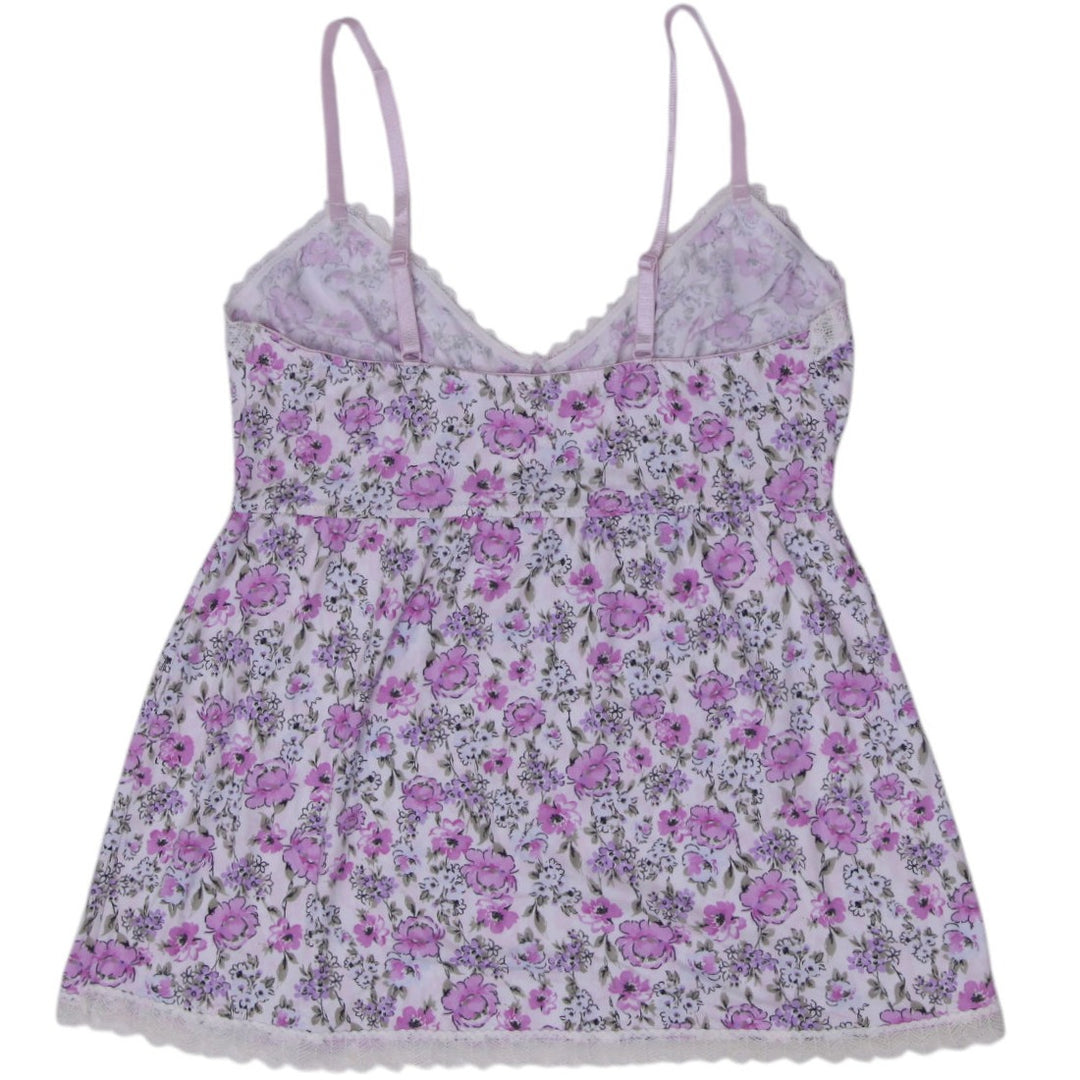 Y2K Ladies Laura Ashley Floral Lace-Trim Cami Top Size L