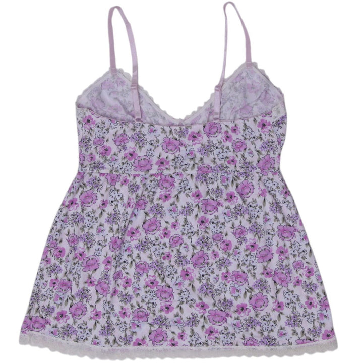 Y2K Ladies Laura Ashley Floral Lace-Trim Cami Top Size L