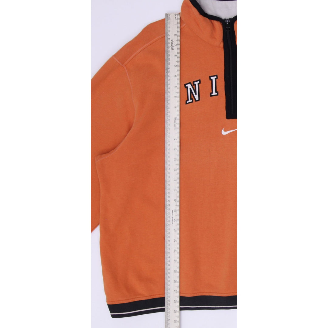 Vintage 90s Nike Center Swoosh Spell Out Half-Zip Fleece Sweatshirt Size L