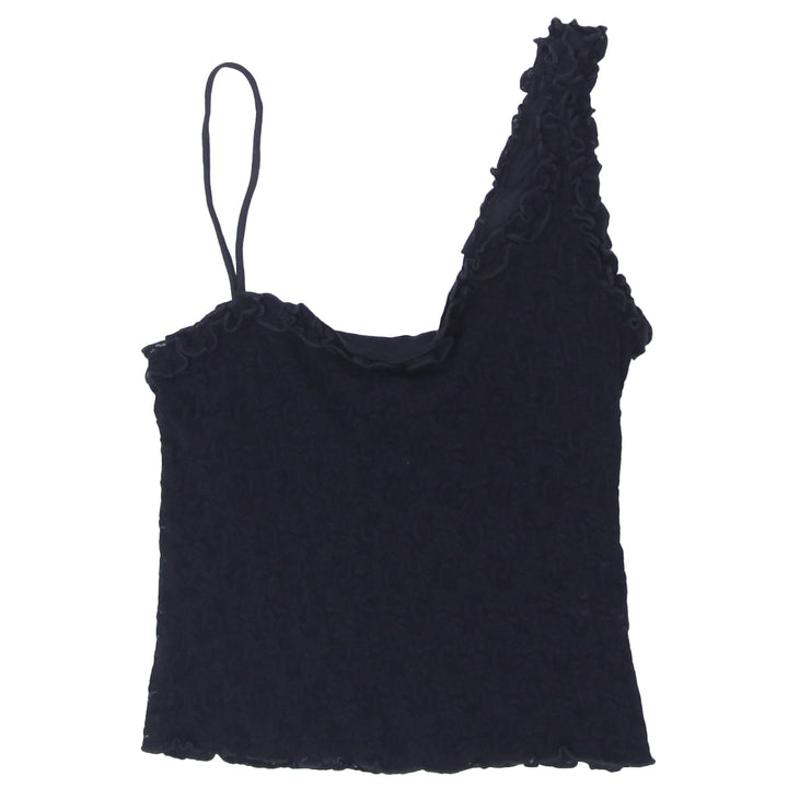 Y2K Mesh Black Strappy Crop Top - Fashion Rerun Vintage Migration_Tops