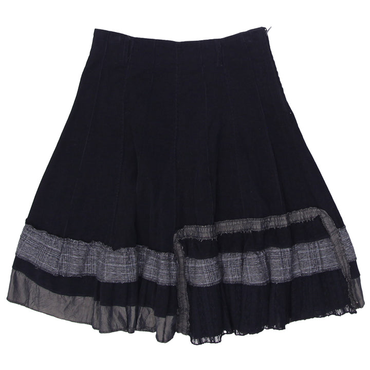 Y2K Ladies Club Cawl Black Flared Corduroy Skirt