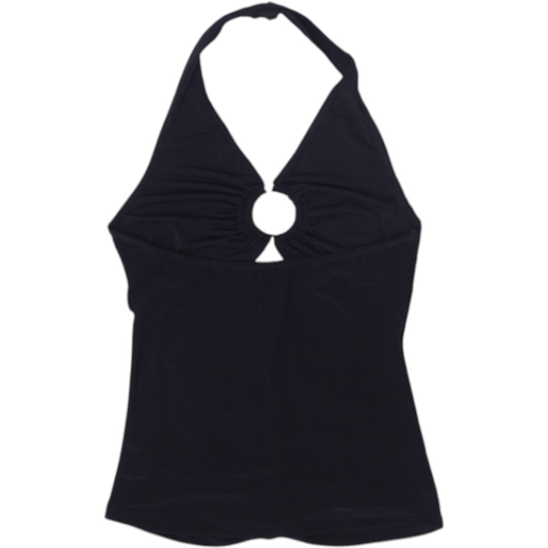 Y2K Ladies Ruched Ring Detail Halter Top Size M | Migration_Y2K Tops - Side View | Fashion Rerun