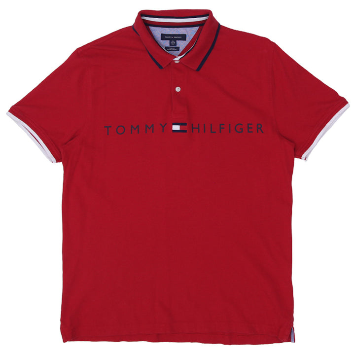 Mens Tommy Hilfiger Slim Fit Polo T-Shirt Red - Fashion Rerun Vintage Migration_T-Shirt