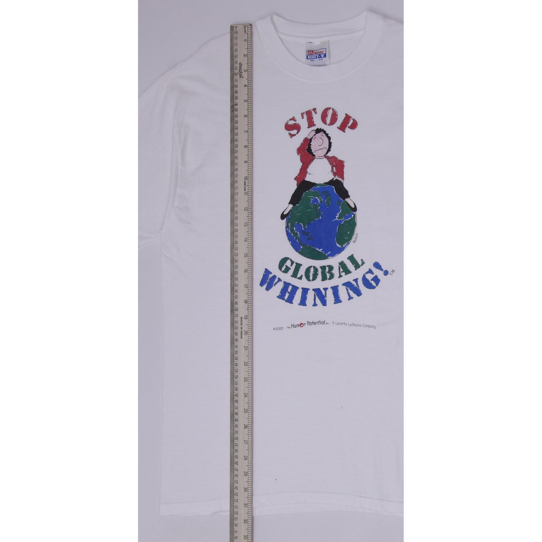 Vintage Hanes Stop Global Whining Graphic T-Shirt Size L