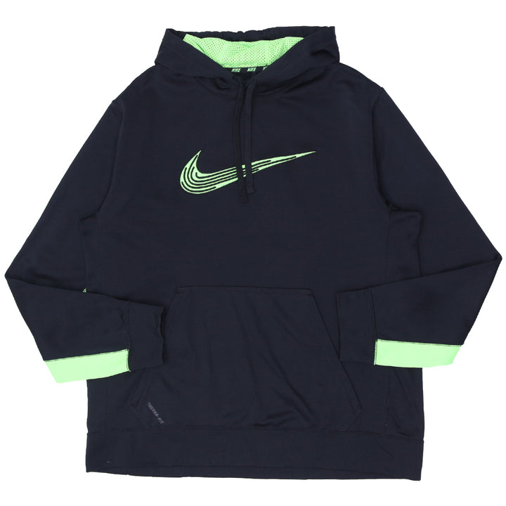 Mens Nike Therma Fit Black Green Pullover Hoodie - Fashion Rerun Vintage Migration_Sweaters