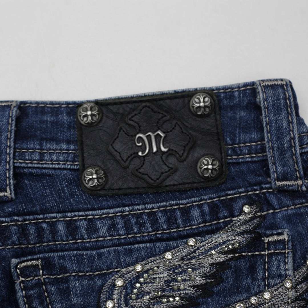 Y2K Ladies Miss Me Bootcut Jeans Blue Embroidered Denim | Migration_Jeans & Pants - Detail View | Fashion Rerun