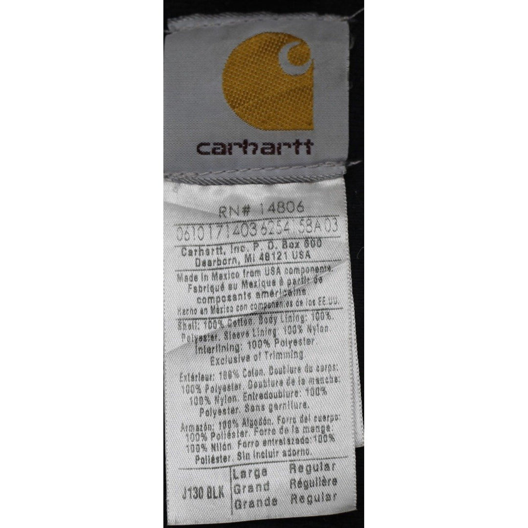 Mens Carhartt J130 BLK Full Zip Hooded Workwear Sleeve Jacket