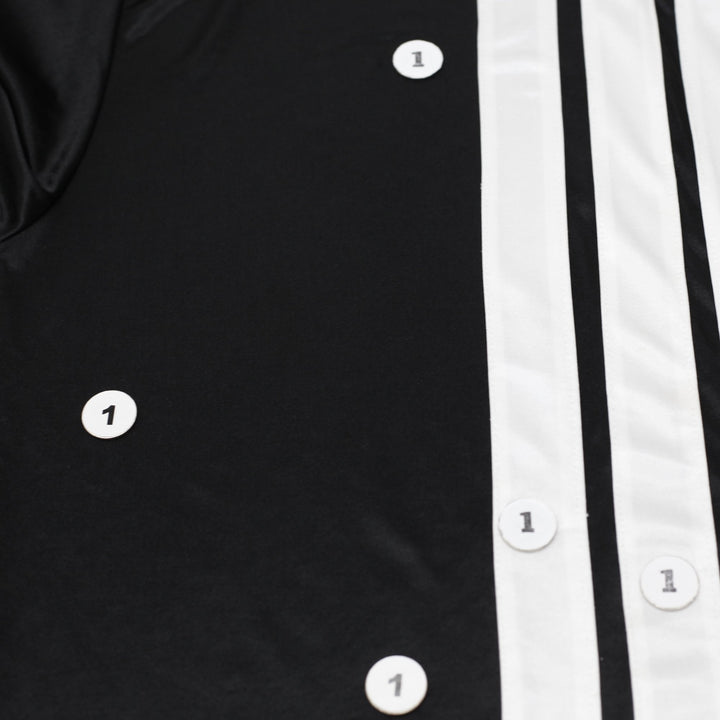 Vintage Mens Adidas Jersey Black Long Sleeve Striped V-Neck