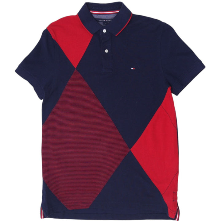 Mens Tommy Hilfiger Navy Red Color Block Polo T-Shirt Size M