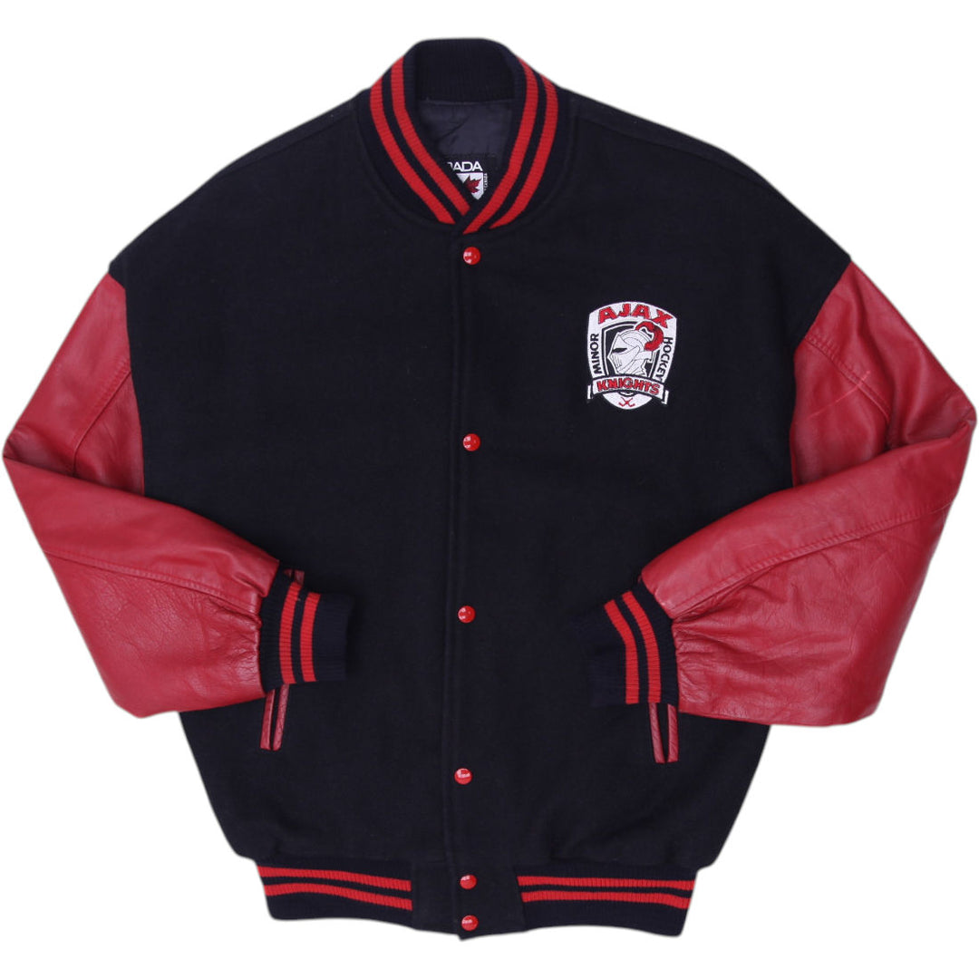 Vintage 00s Ajax Knights Minor Hockey Leather Wool Varsity Jacket Size L | Migration_Jackets | Fashion Rerun