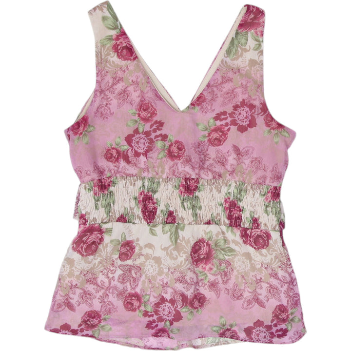 Y2K Ladies Apt.9 Floral Sleeveless Top Pink Green Size M