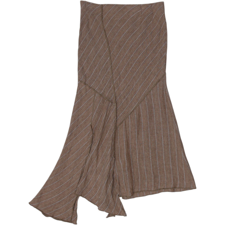 Y2K Ladies Brown Asymmetrical Striped Skirt Size XS | Migration_Skirts - Side View | Fashion Rerun