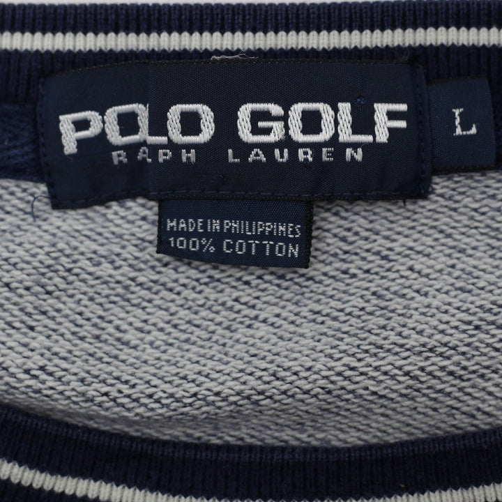 Vintage Polo Golf Ralph Lauren Striped Pullover Sweatshirt Ribbed Trim Size L