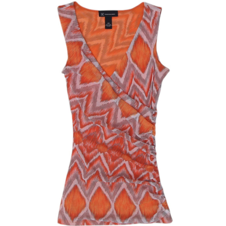 Y2K Ladies INC Mesh Wrap Geometric Chevron Orange Tank Top Size XS