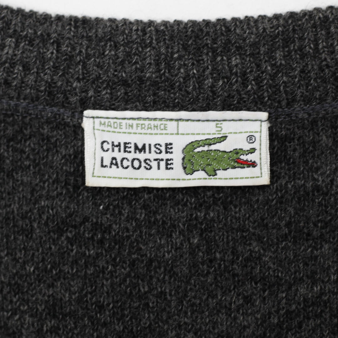 Vintage Mens Lacoste Chemise Sweater Gray V-Neck Wool Blend Size 5 | Migration_Jumper & Knitwear - Back View | Fashion Rerun