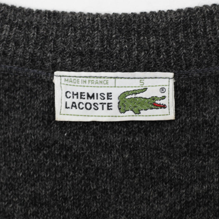 Vintage Mens Lacoste Chemise Sweater Gray V-Neck Wool Blend Size 5 | Migration_Jumper & Knitwear - Back View | Fashion Rerun