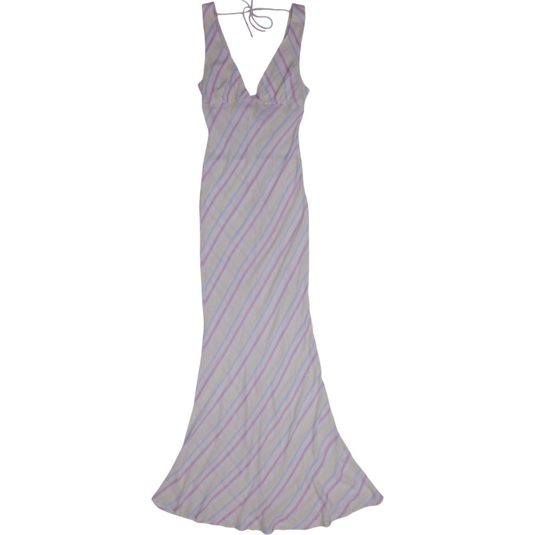 Y2K Ladies Princess Polly Pastel Striped Sleeveless Maxi Long Dress Size 10
