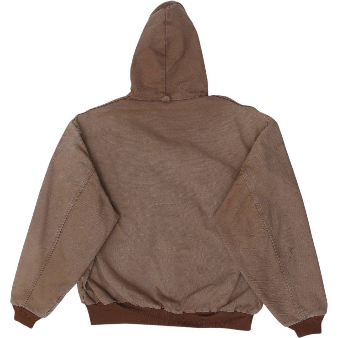 Vintage Mens Carhartt Hoodie Brown Full Zip Workwear Jacket Size XXL