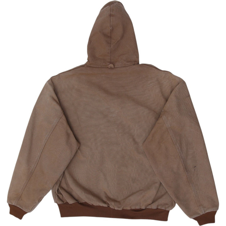 Vintage Mens Carhartt Hoodie Brown Full Zip Workwear Jacket Size XXL