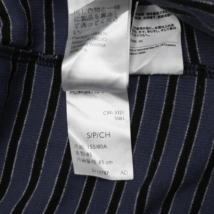 Y2K Ladies Stripe Fine Ribbed Short Sleeve Tee Size S