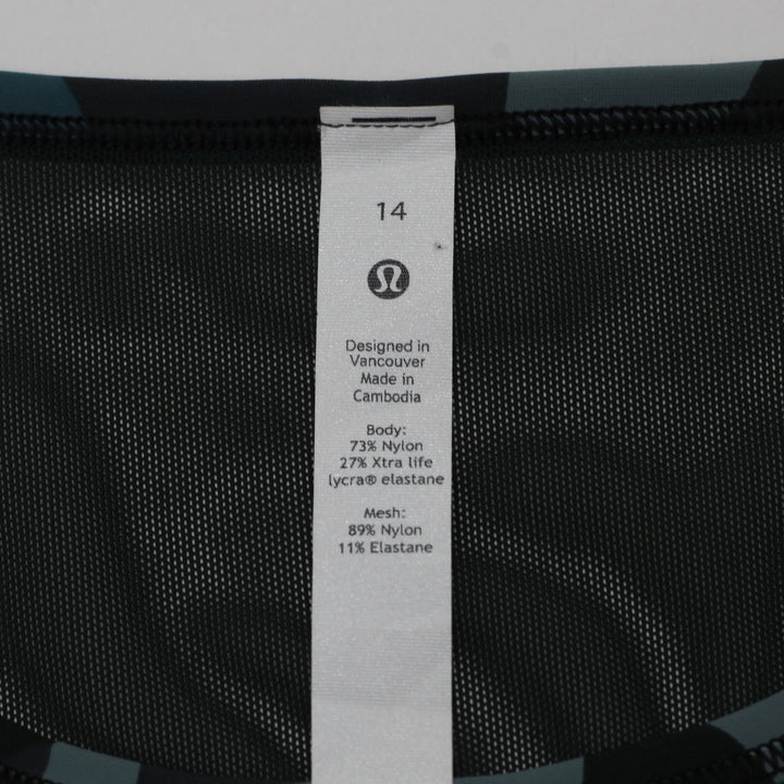 Ladies Lululemon Invigorate Training Tank Top Camo Tidewater Teal Multi Mesh