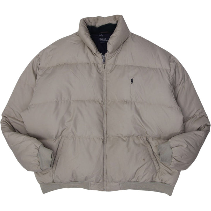 Vintage Mens Polo Ralph Lauren Puffer Jacket Beige Down Fill