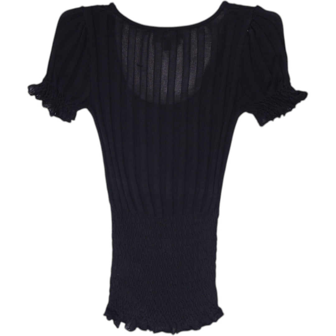 Y2K Ladies Bebe Ribbed Knit Scoop Neck Top Size S