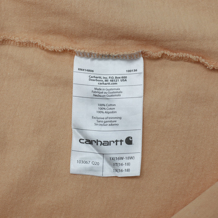 Ladies Carhartt 103067 Q20 Loose Fit Workwear Pocket T-Shirt Peach Size 16W-18W