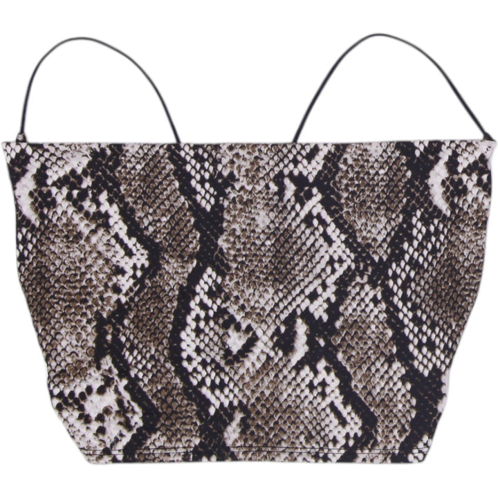 Y2K Ladies Snakeskin O Ring Strappy Back Crop Top Size S