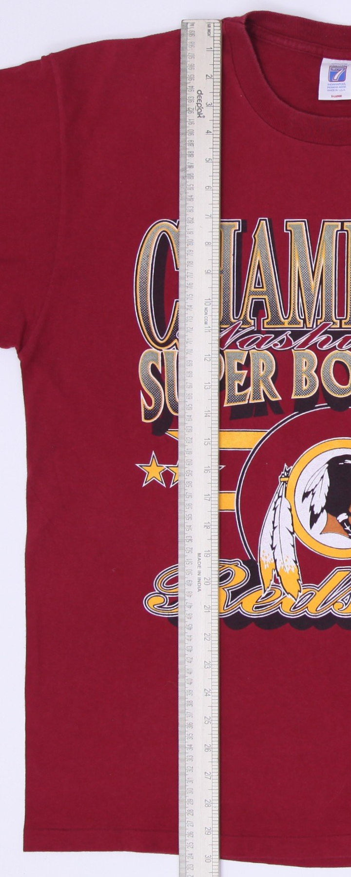 Vintage Mens Logo 7 NFL Maroon Super Bowl Graphic T-Shirt S.Stitch Size XL