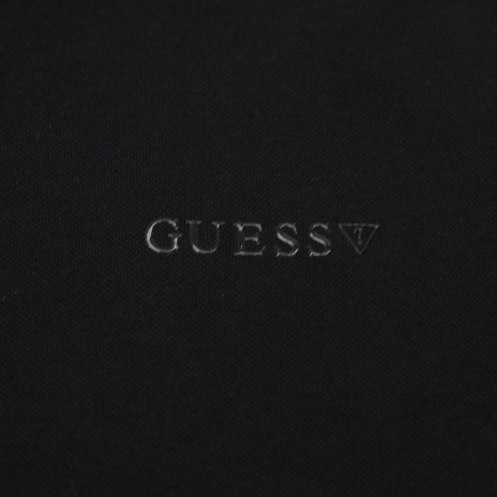 Mens Guess Half Zip Black Polo T-Shirt Size L