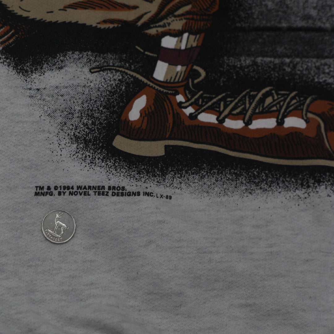 Vintage 1992 Looney Tunes Sweatshirt With Daffy Duck Football Graphic Novel Teez Brand - Fashion Rerun Vintage Migration_Sweaters