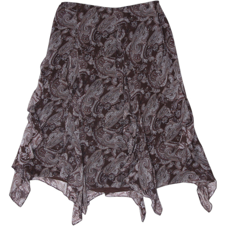 Y2K Ladies Liz Claiborne Petite Silk Paisley Skirt Asymmetrical Hem