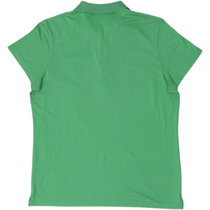 Ladies Ralph Lauren Golf Polo Green Yellow Pony Cotton Tailored Fit Size L