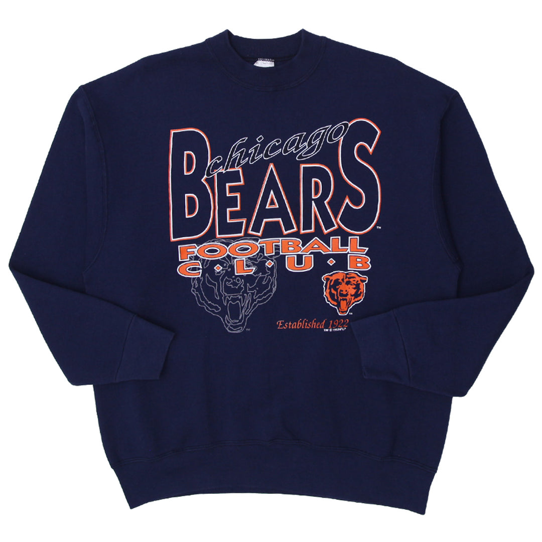 Vintage 1993 NFL Chicago Bears Football Club Sweatshirt Navy-Made In USA Size XL - Fashion Rerun Vintage Migration_Sweaters