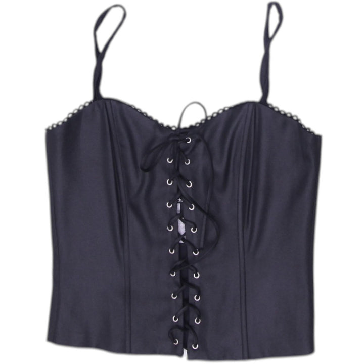 Y2K Ladies Le Chateau Black Lace Up Strappy Top | Migration_Y2K Tops | Fashion Rerun